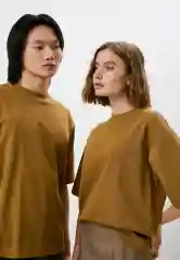 Коричневый футболка Uniqlo U AIRism с хлопком