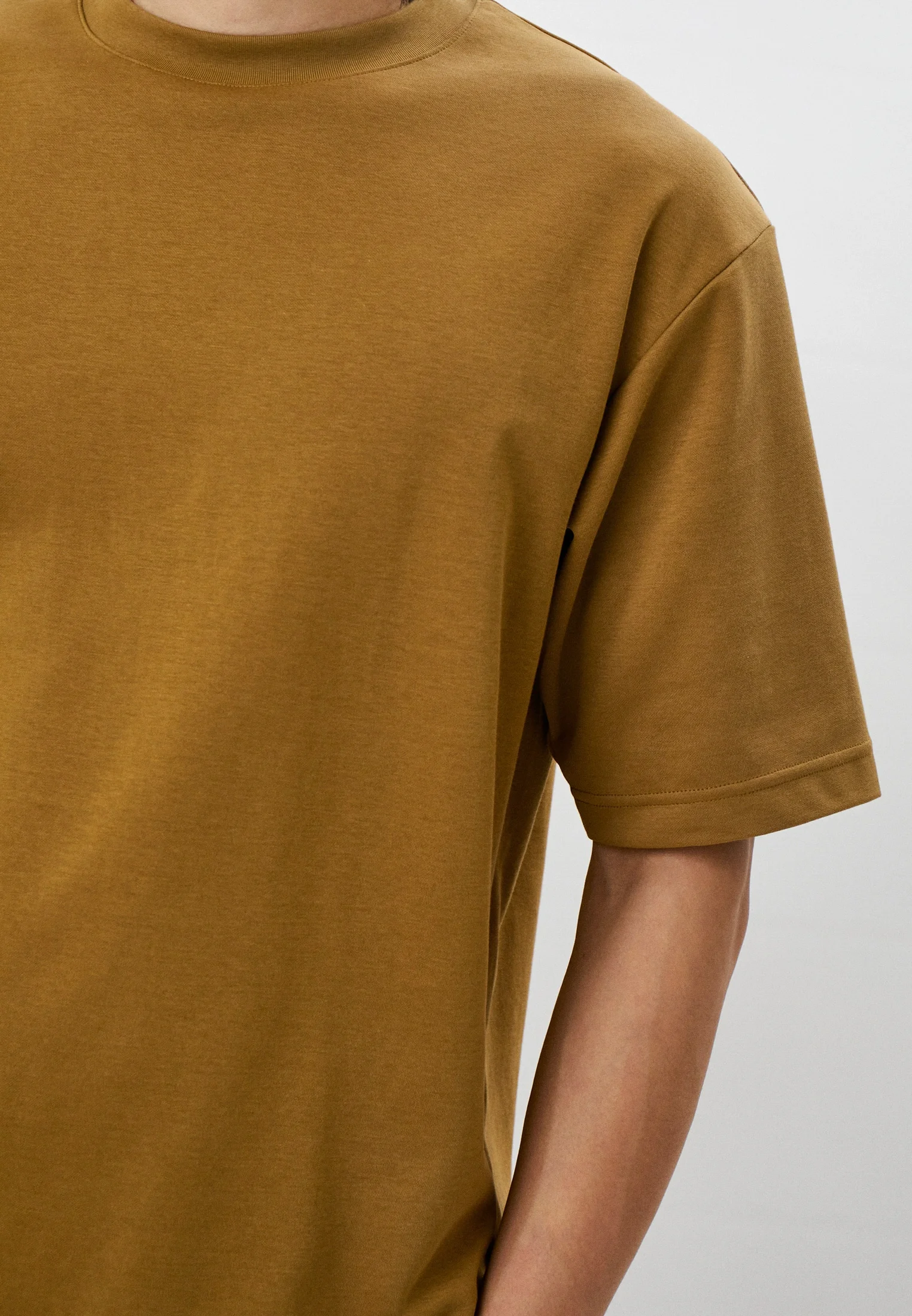 Коричневый футболка Uniqlo U AIRism с хлопком