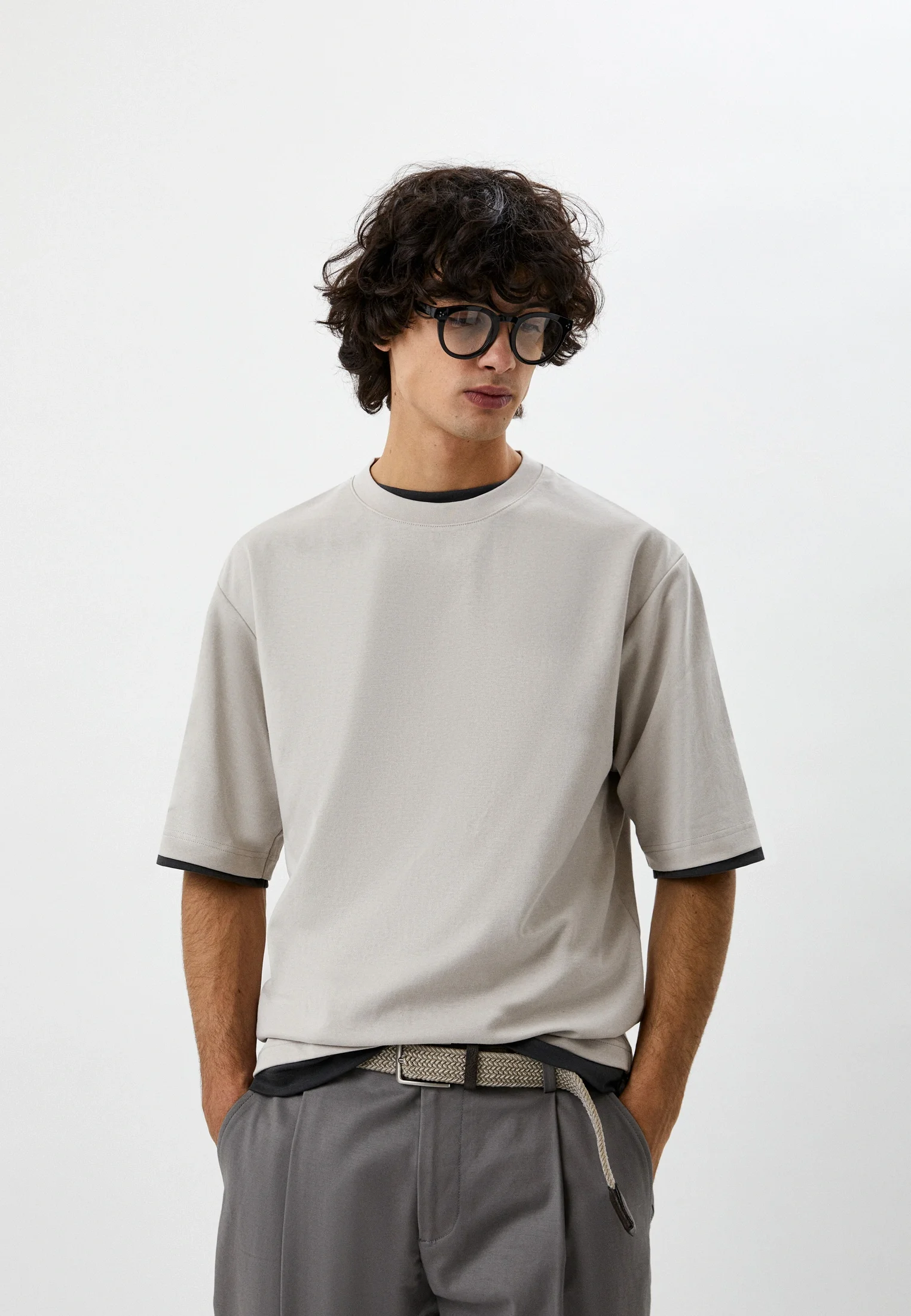 Серый футболка Uniqlo U AIRism с хлопком