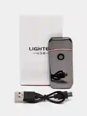 Тёмно-серый электронная USB зажигалка, с электронной спиралью