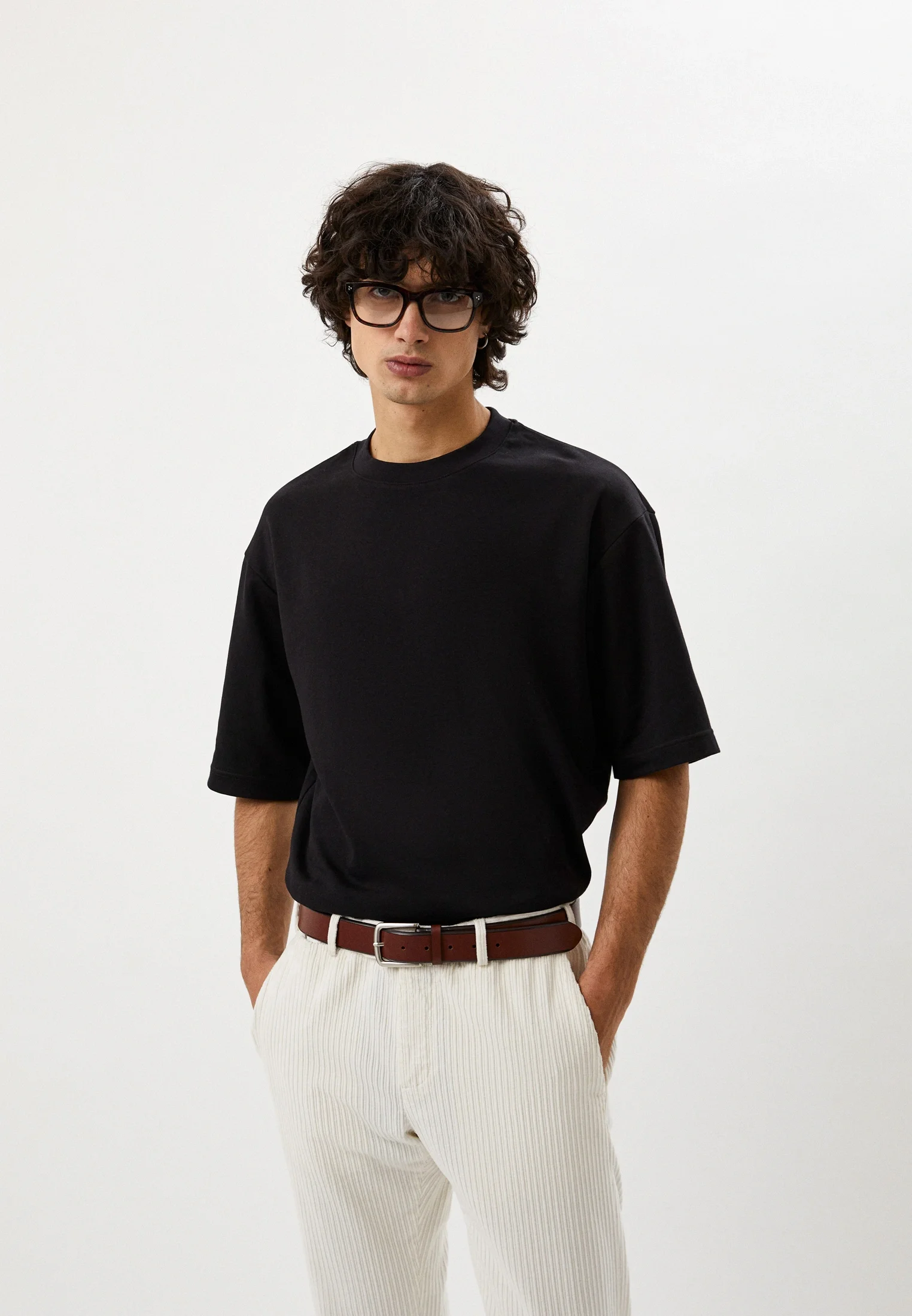 Черный футболка Uniqlo U AIRism с хлопком