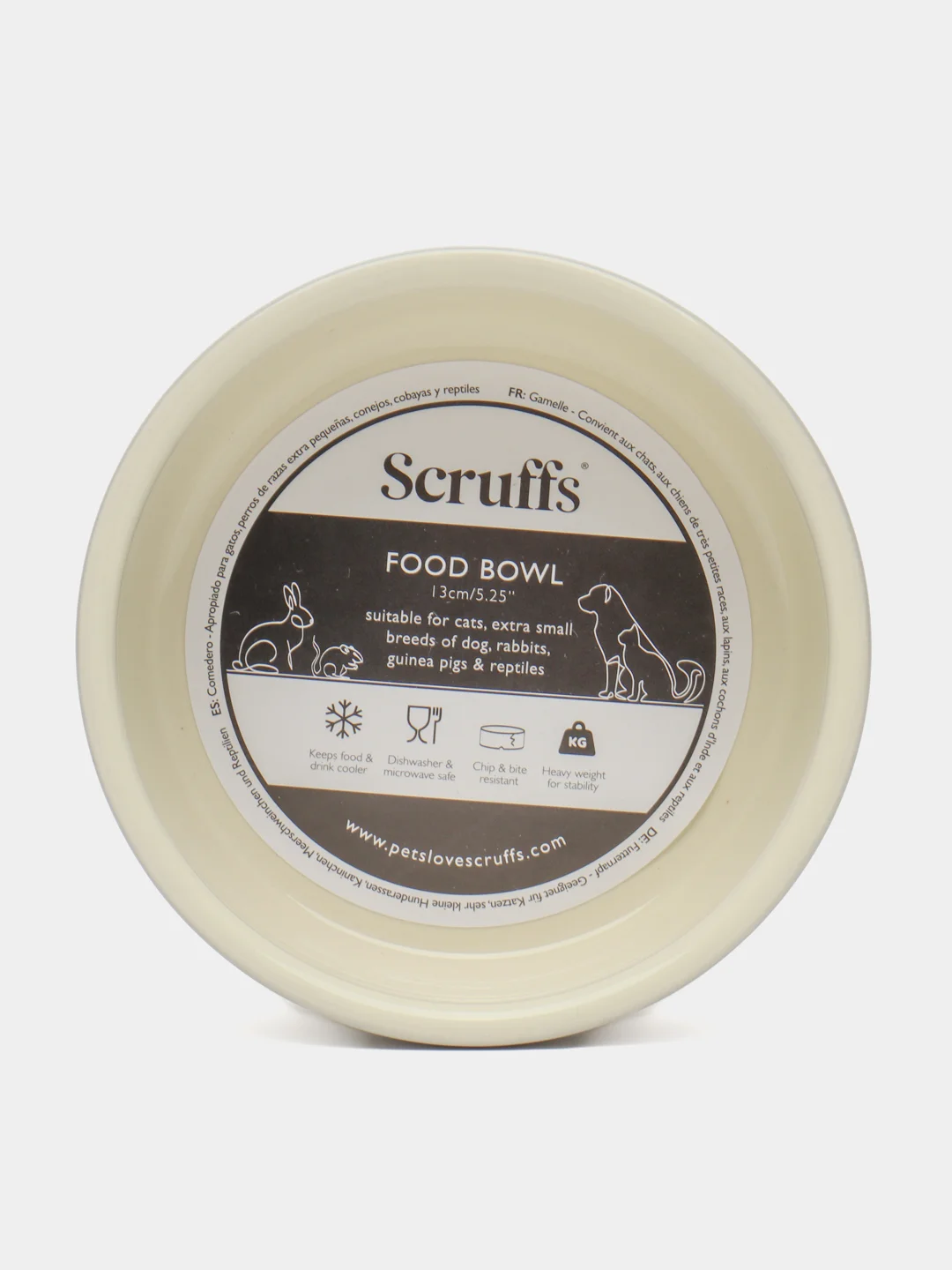 Миска для мелких пород собак и кошек Scruffs Icon Food, светло-серая, 13*13*5 см, 400 мл