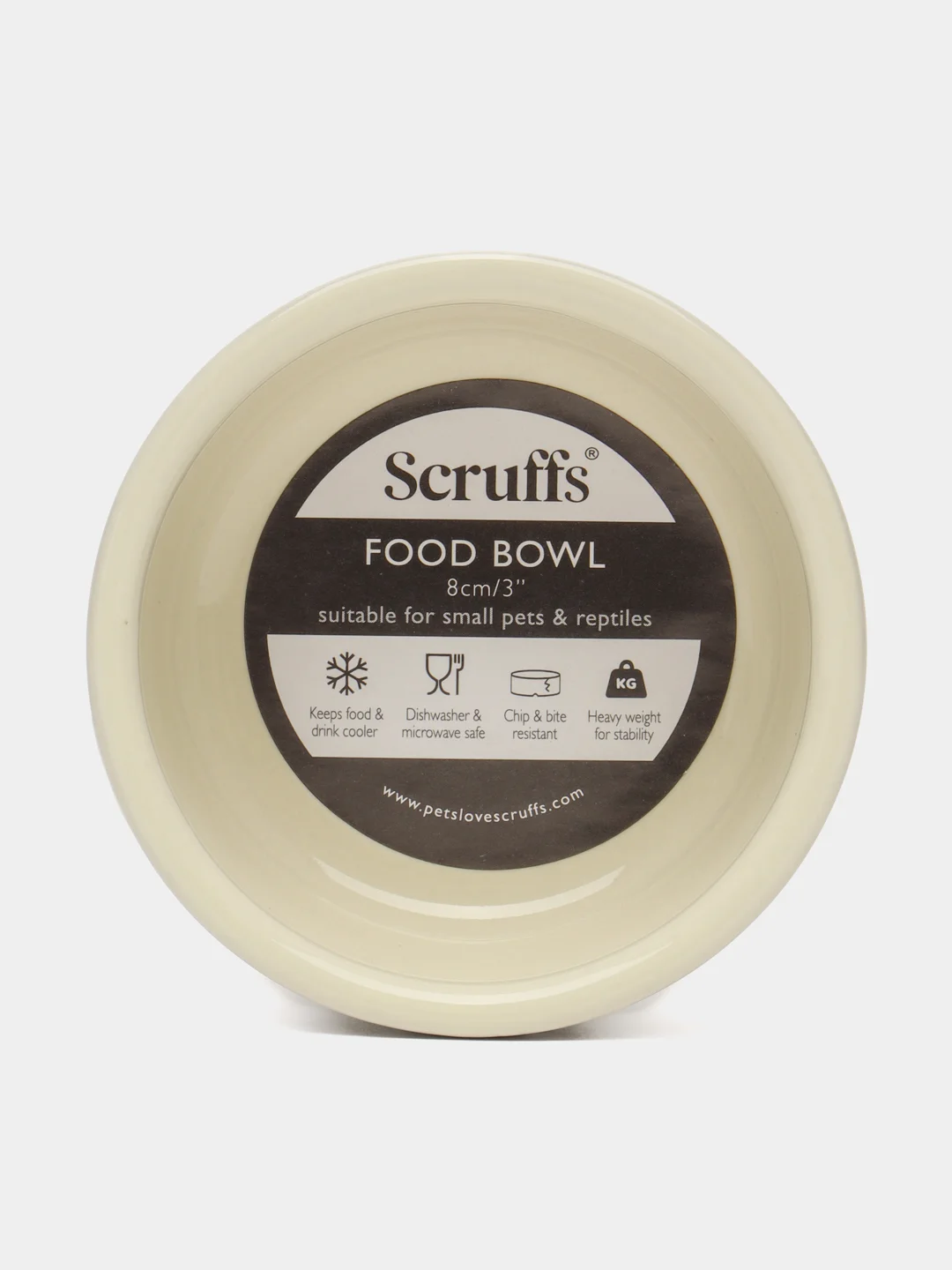Миска для мелких пород собак и кошек Scruffs Icon Food, светло-серая, 8*8*4 см, 100 мл