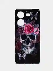 Тёмно-бордовый силиконовый чехол для Tecno POVA 5, с принтом, с рисунком, Техно Пова 5