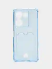 Голубой чехол для Tecno Camon 20 / 20 Pro, Техно Камон 20 Про, прозрачный, с карманом для карты