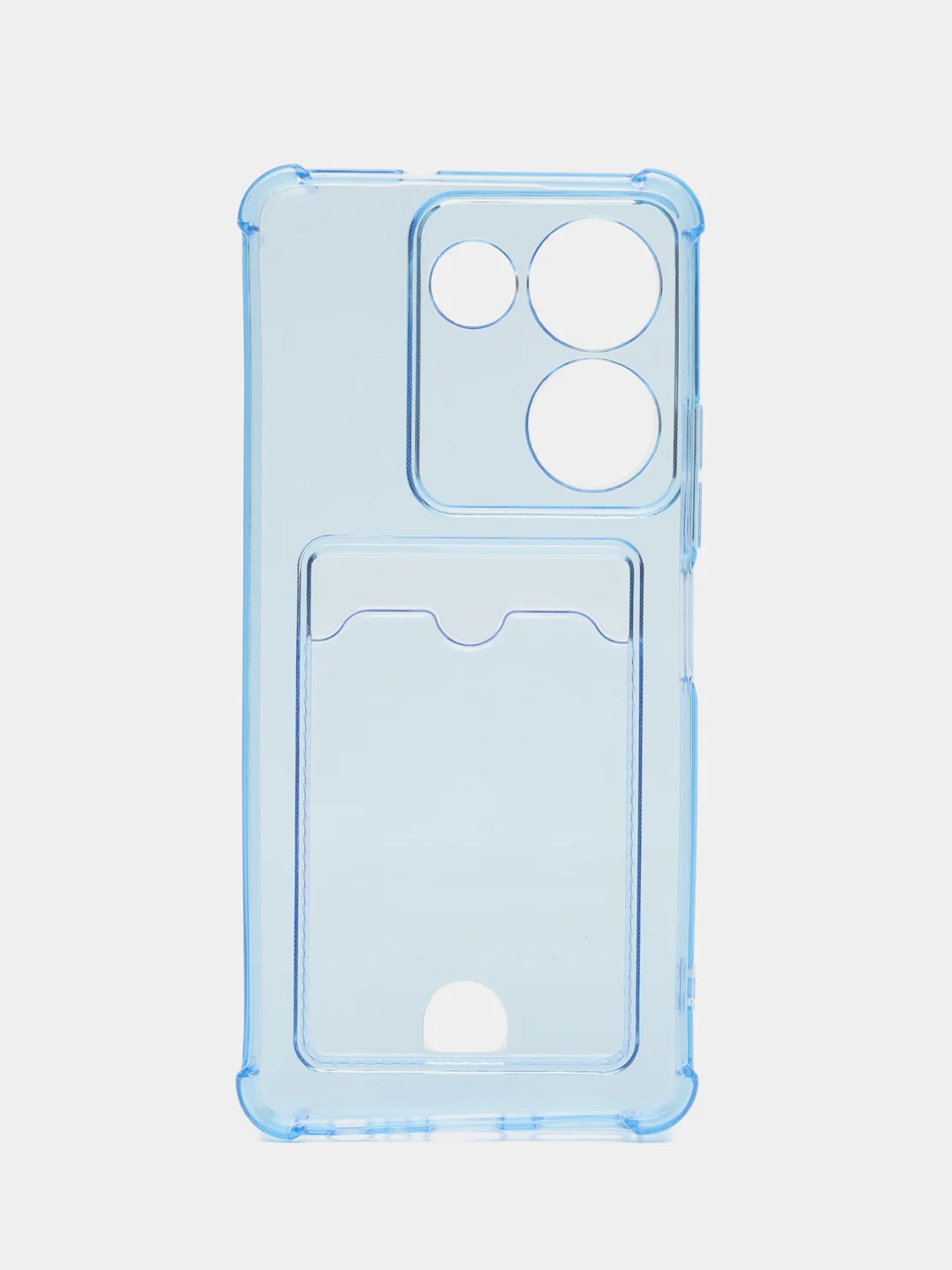 Голубой чехол для Tecno Camon 20 / 20 Pro, Техно Камон 20 Про, прозрачный, с карманом для карты