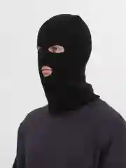 Черный балаклава черная, плюшевая, однотонная, лыжная, шерстяная