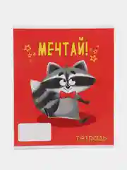 Красный тетрадь 24 листа в линейку  "Советы енота", А5