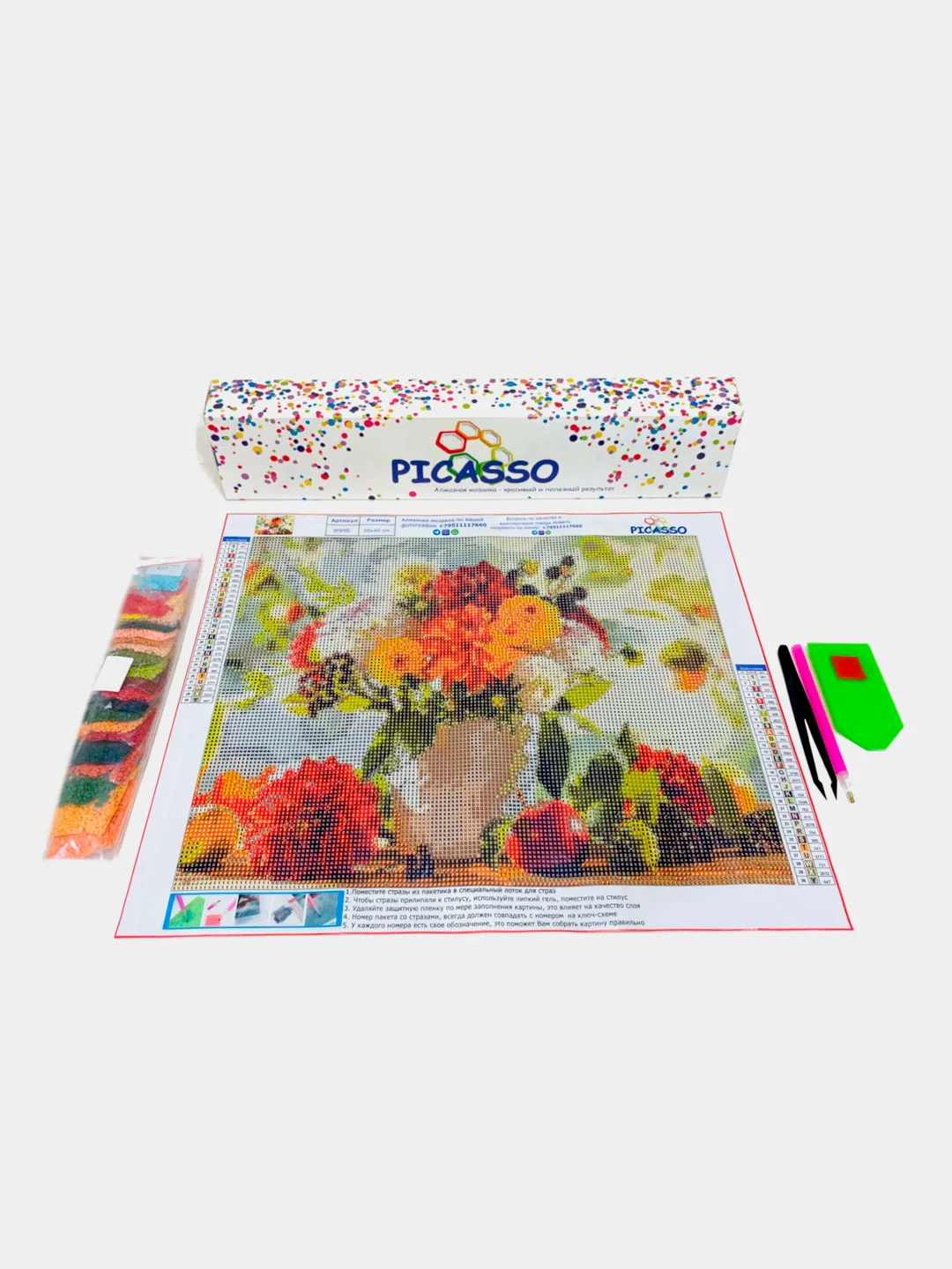 Алмазная мозаика "Цветы", без подрамника, 30 х 40 см