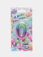 Натуральная восковая свеча для торта "Акварельная", цифра 0,1,2,3,4,5,6,7,8,9, х 6 см
