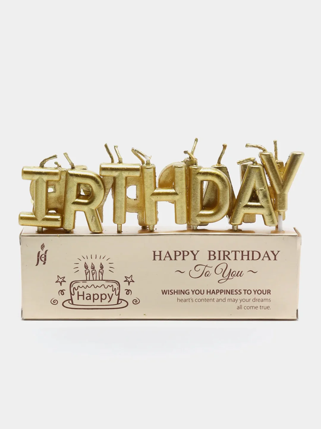 Золотой набор свечей "Happy Birthday"