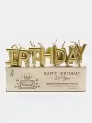 Золотой набор свечей "Happy Birthday"