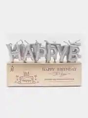 Серебряный набор свечей "Happy Birthday"