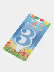 Свеча-цифра для торта "3", синяя