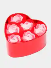 Кораллово-розовый розы из мыла, в подарочной коробке
