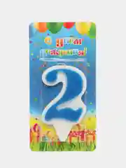 Свеча-цифра для торта "2", синяя