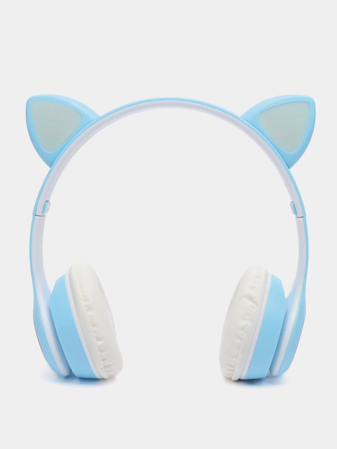 Голубой наушники беспроводные/проводные детские, Bluetooth, с кошачьими светящимися ушками