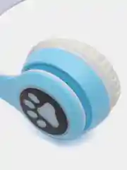 Голубой наушники беспроводные/проводные детские, Bluetooth, с кошачьими светящимися ушками