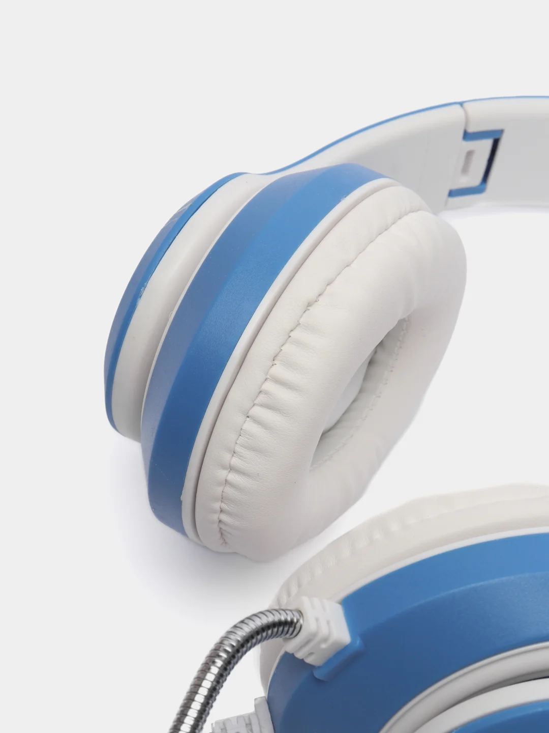 Синий наушники беспроводные/проводные детские, Bluetooth, с кошачьими светящимися ушками