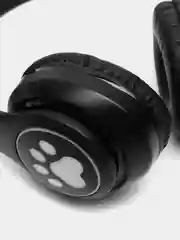 Черный наушники беспроводные/проводные детские, Bluetooth, с кошачьими светящимися ушками