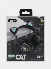 Черный наушники беспроводные/проводные детские, Bluetooth, с кошачьими светящимися ушками