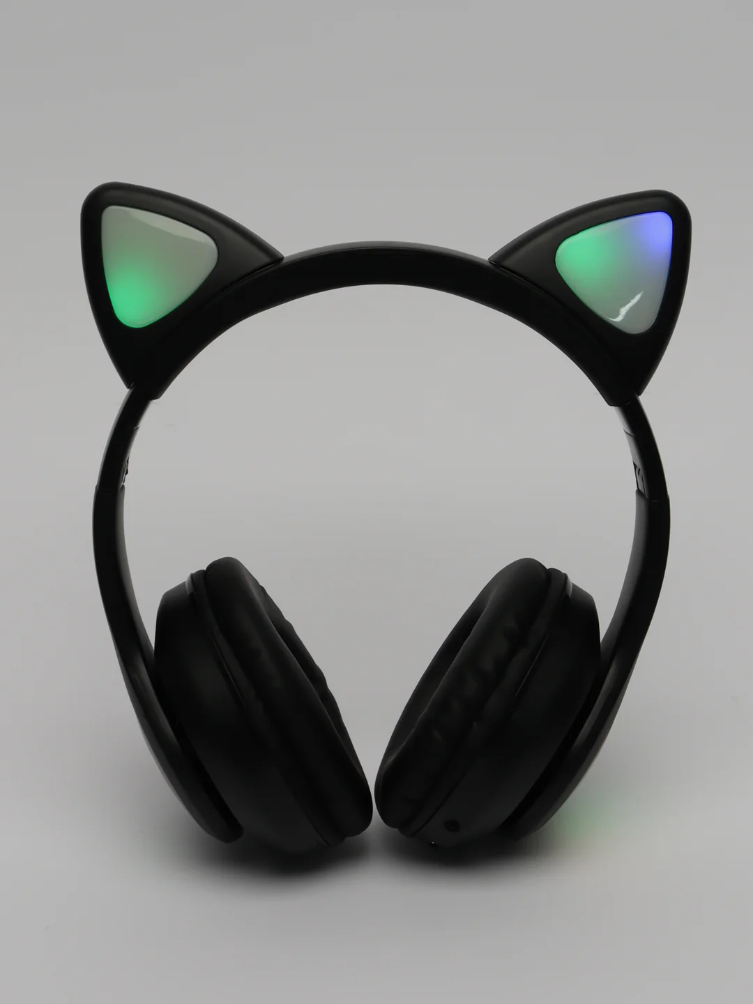 Черный наушники беспроводные/проводные детские, Bluetooth, с кошачьими светящимися ушками