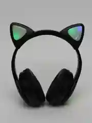 Черный наушники беспроводные/проводные детские, Bluetooth, с кошачьими светящимися ушками