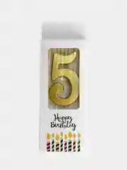 Золотой свечи цифры для торта Happy Birthday / 5 цветов.