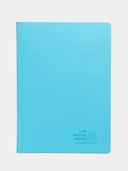 Тетрадь B5 60л, сшивка, линия, кожзам SoftTouch, голубой, BRAUBERG RAINBOW, 403886