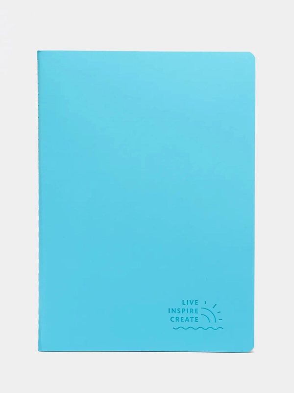 Тетрадь B5 60л, сшивка, линия, кожзам SoftTouch, голубой, BRAUBERG RAINBOW, 403886