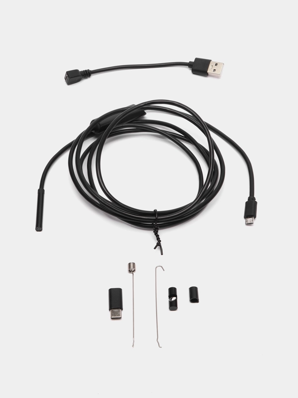 Гибкий эндоскоп с подсветкой, 7 мм/5,5 мм, microUSB/USB/USB-C (type-C) для ПК и Android