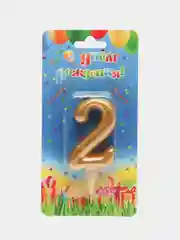 Свеча-цифра "2"  Золото. Тортовые свечи