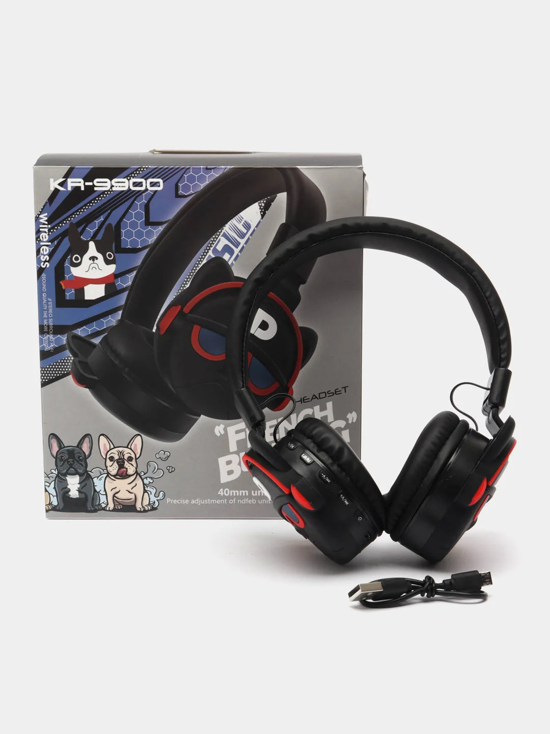 Розовый наушники беспроводные KR-9900, с ушками, детские