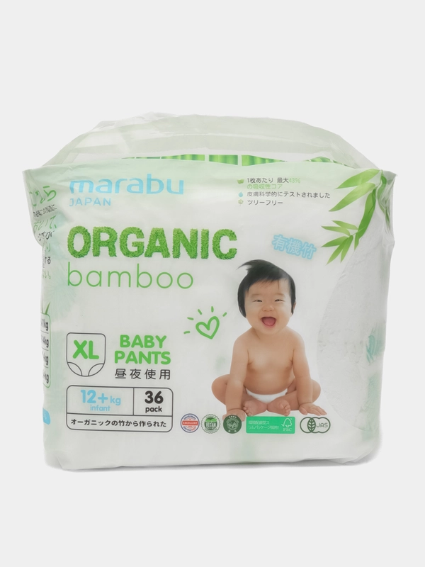 Трусики-подгузники MARABU Organic Bamboo XL ,12+ кг, 36 штук