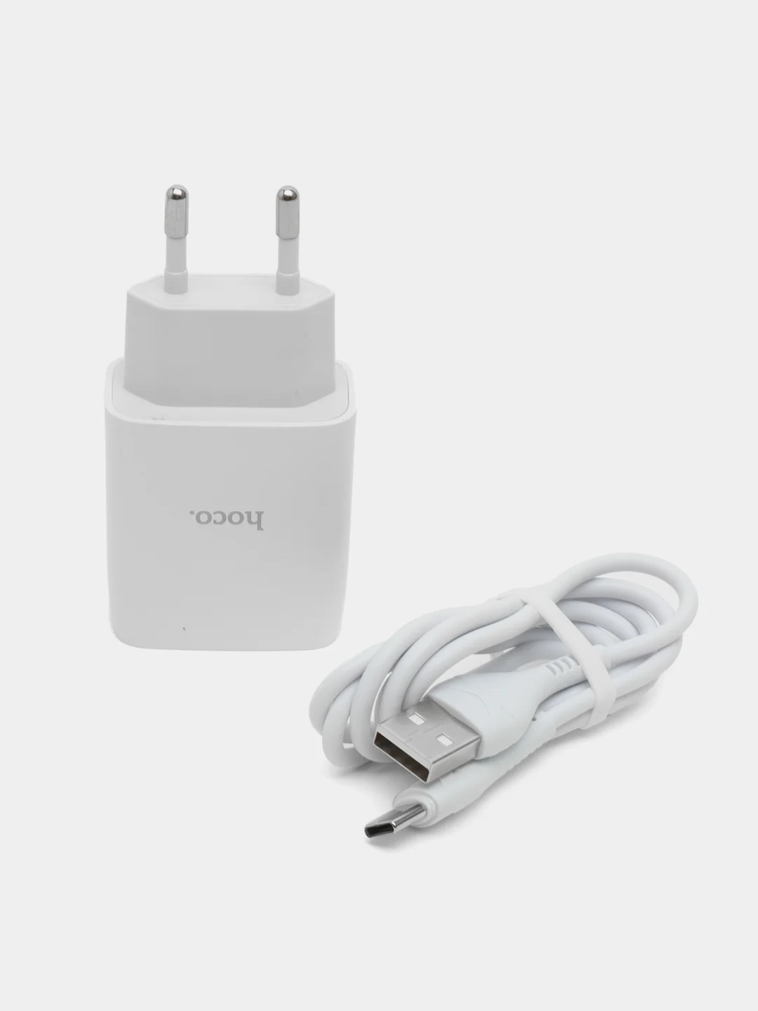 Белый сетевое зарядное устройство Hoco C72Q, быстрая зарядка, micro USB, Type-C, 18A