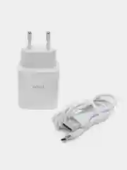 Белый сетевое зарядное устройство Hoco C72Q, быстрая зарядка, micro USB, Type-C, 18A