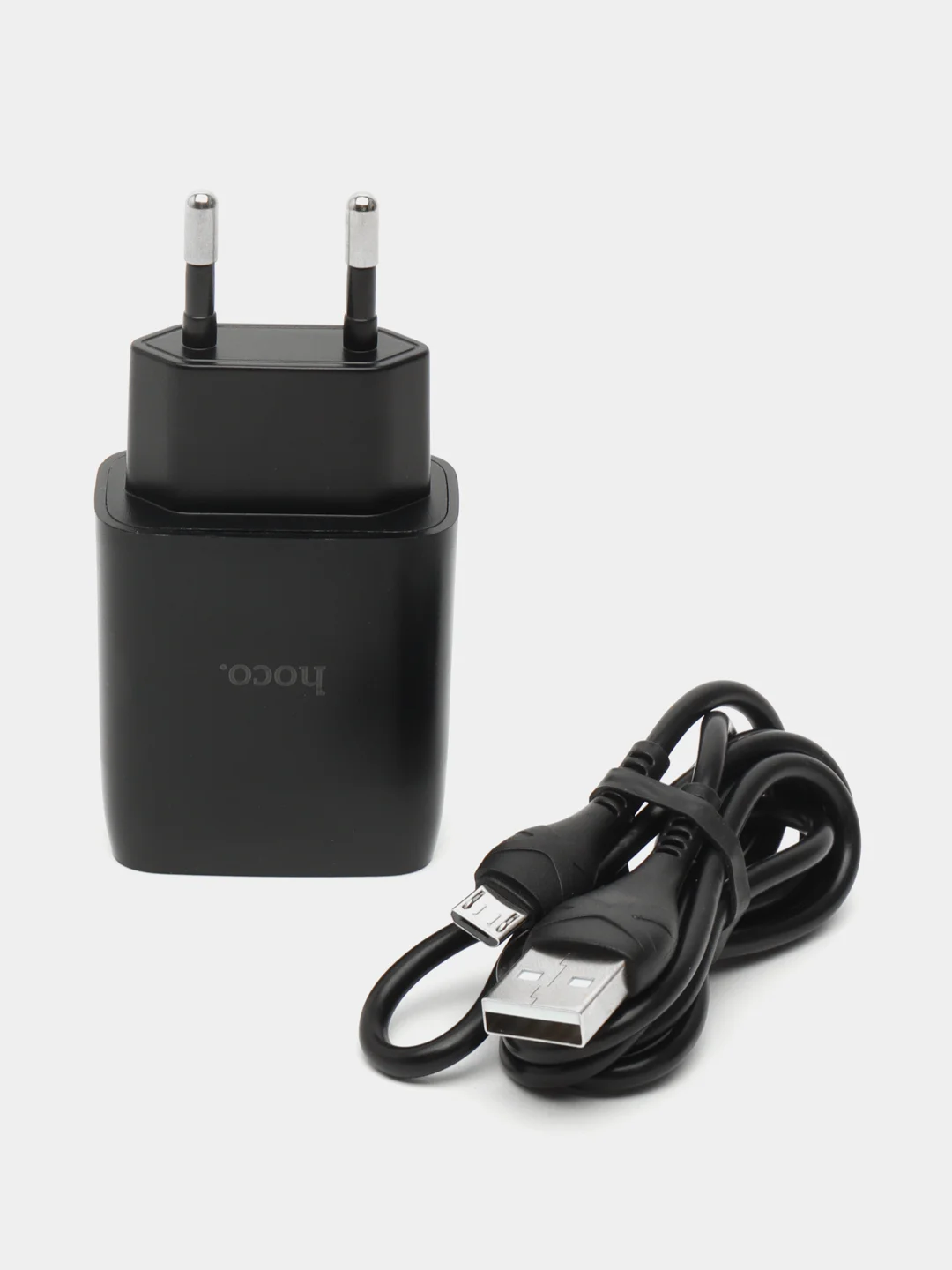 Черный сетевое зарядное устройство Hoco C72Q, быстрая зарядка, micro USB, Type-C, 18A