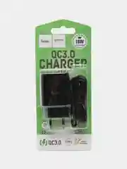 Черный сетевое зарядное устройство Hoco C72Q, быстрая зарядка, micro USB, Type-C, 18A