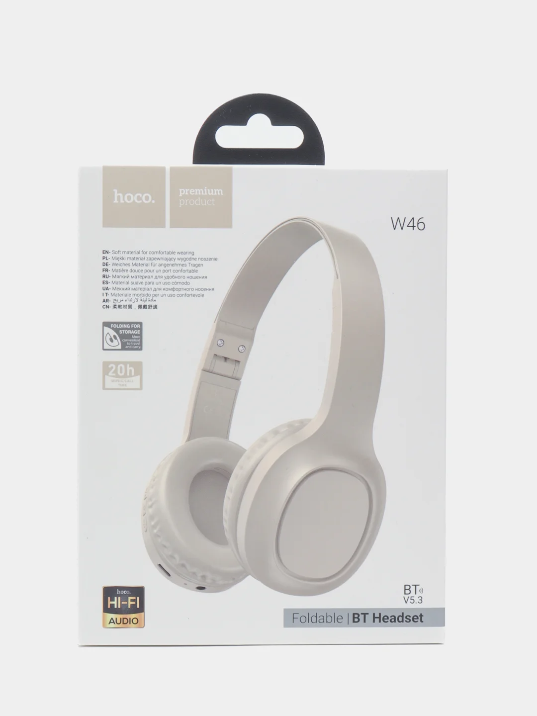 Молочный беспроводные полноразмерные наушники Hoco W46, Bluetooth, AUX, с микрофоном