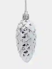 Серебряный набор елочных игрушек "Шишки", 5 штук, разные цвета