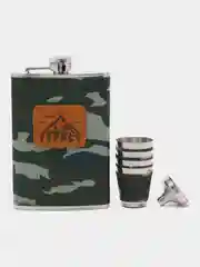Зеленый подарочный набор, мужской: фляга с рюмками