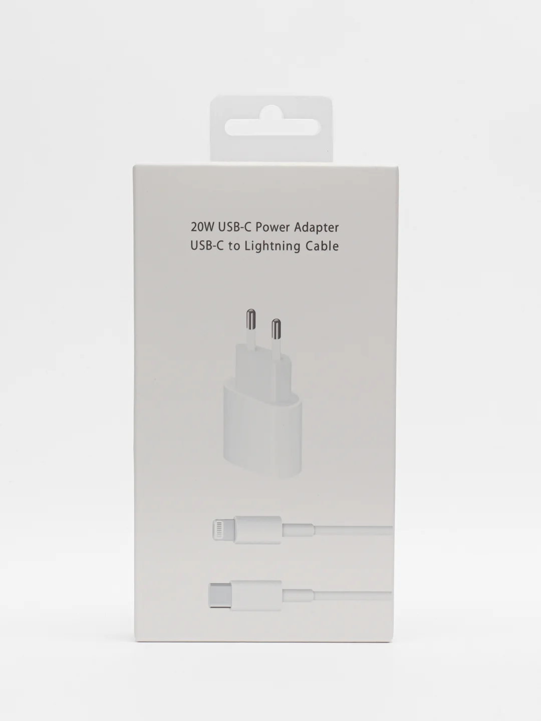 Белый зарядное устройство для iPhone Type-C, 20W, Lightning в комплекте, подарок на 8 марта