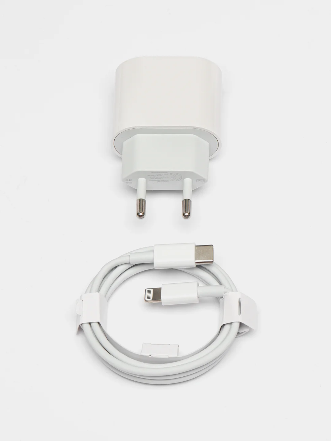 Белый зарядное устройство для iPhone Type-C, 20W, Lightning в комплекте, подарок на 8 марта