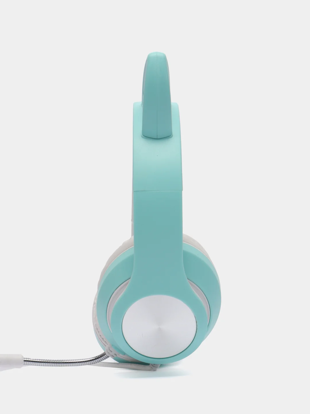 Голубой наушники беспроводные/проводные детские, Bluetooth, с кошачьими светящимися ушками