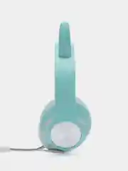 Голубой наушники беспроводные/проводные детские, Bluetooth, с кошачьими светящимися ушками