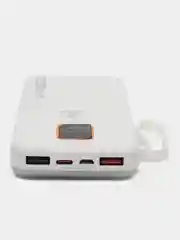 Белый power Bank, Повербанк с быстрой зарядкой, со встроенными кабелями, Lightning, Type-C
