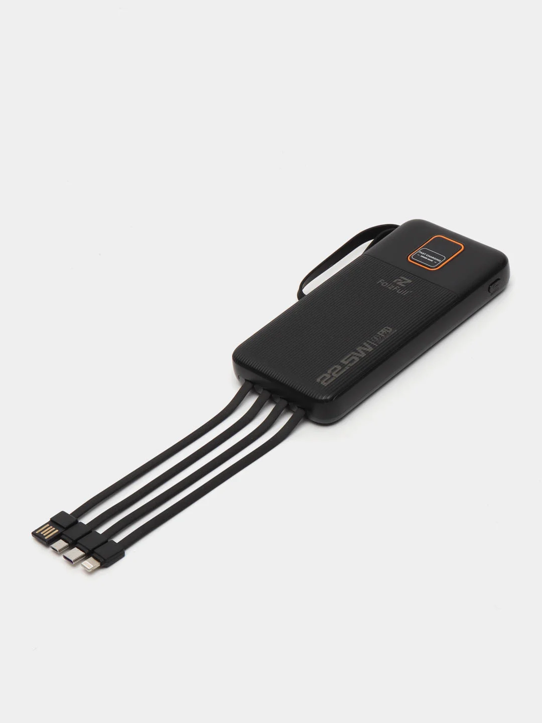 Белый power Bank, Повербанк с быстрой зарядкой, со встроенными кабелями, Lightning, Type-C