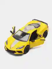 Желтый металлическая машинка Kinsmart, 1:36, Chevrolet Corvette Stingray C8, с принтом, KT5432DF
