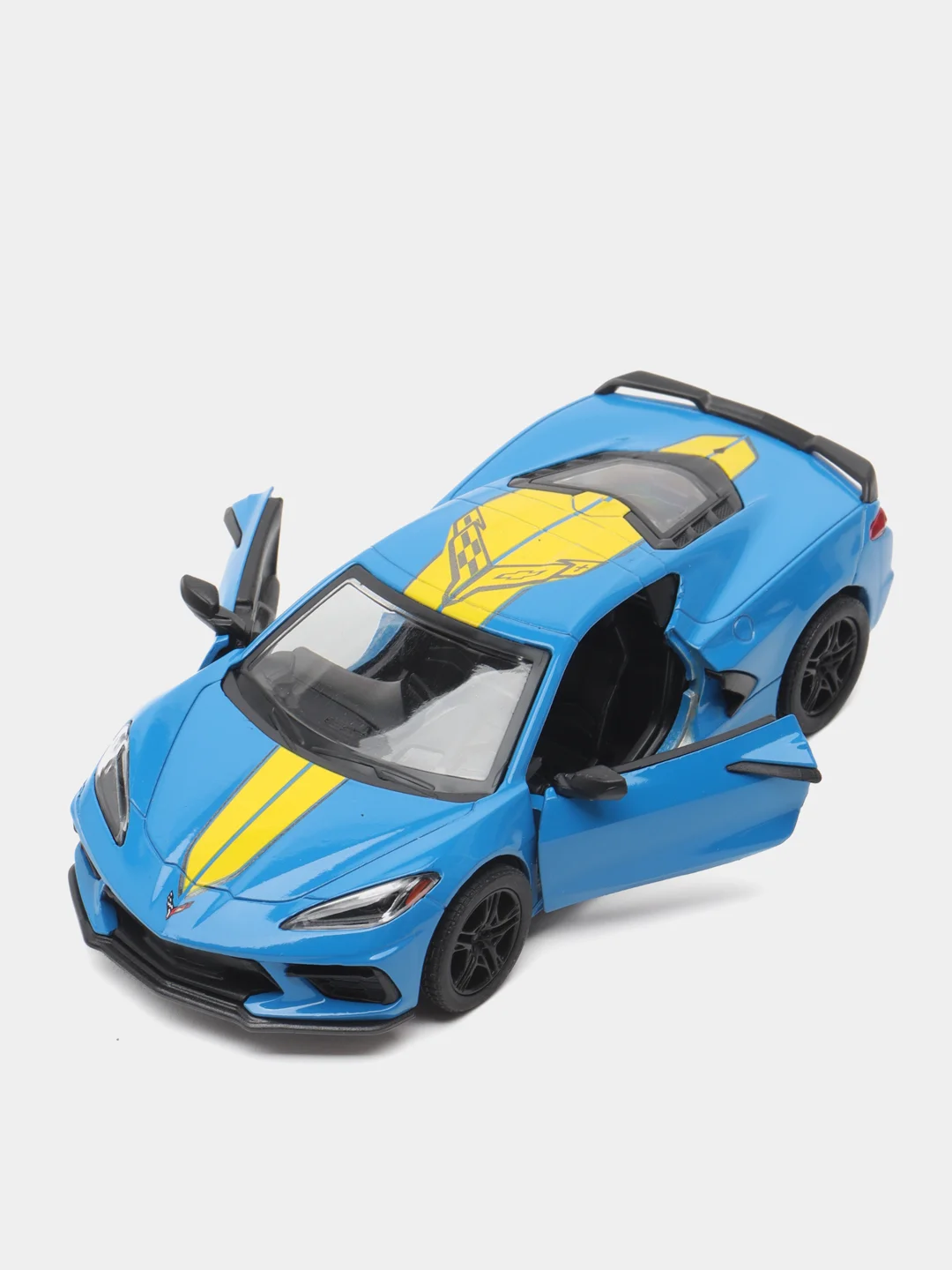 Синий металлическая машинка Kinsmart, 1:36, Chevrolet Corvette Stingray C8, с принтом, KT5432DF