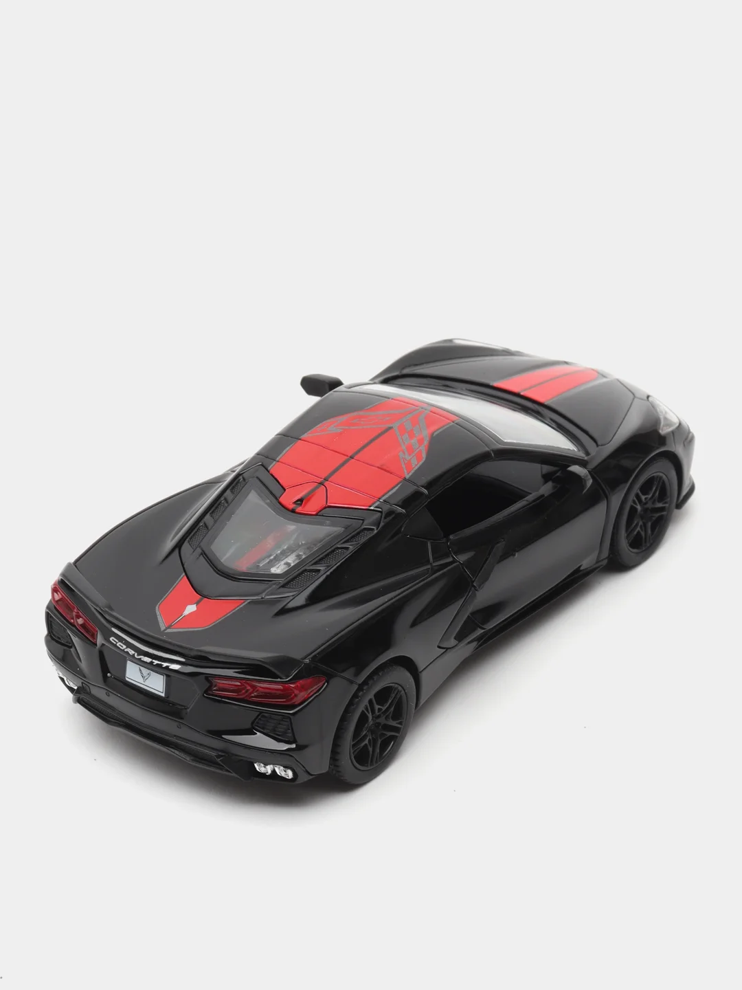 Черный металлическая машинка Kinsmart, 1:36, Chevrolet Corvette Stingray C8, с принтом, KT5432DF